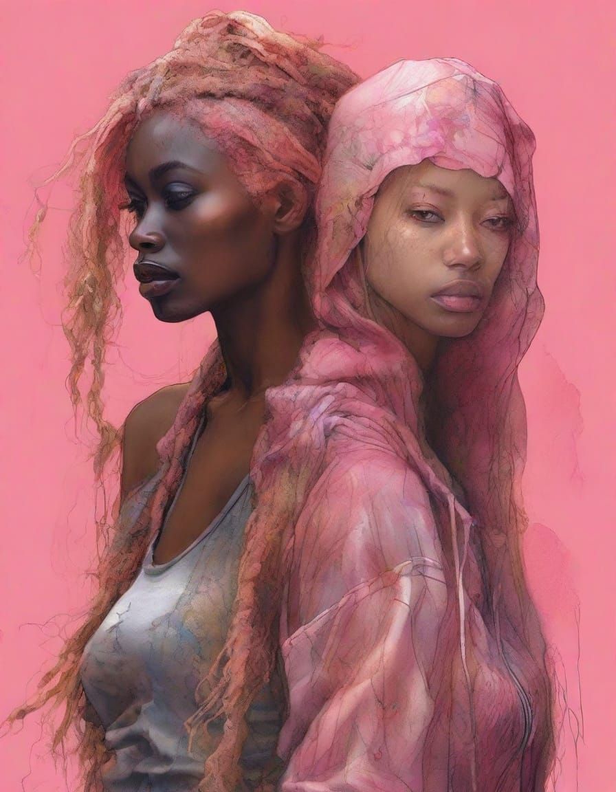 Embracing Figures in Watercolour Illustration