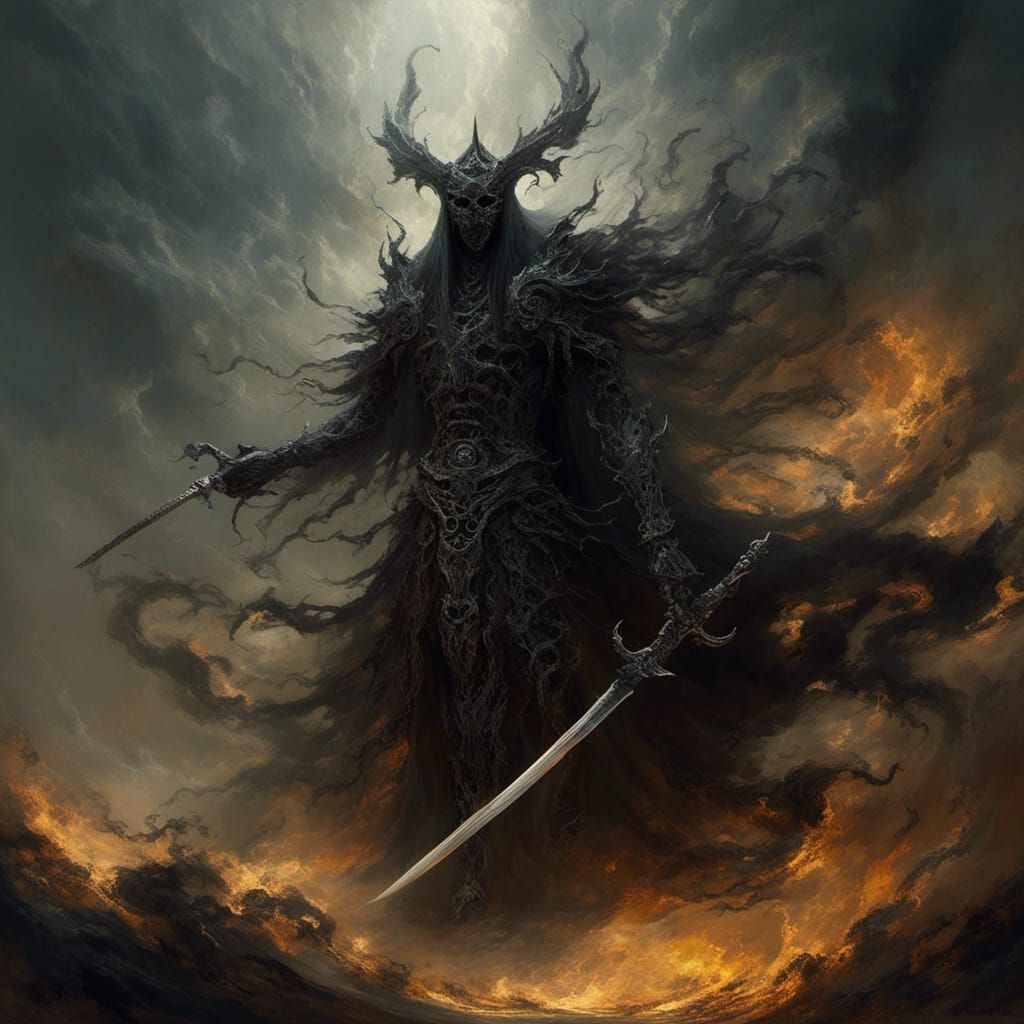 God of Death with Sword in Fantasy Art Style
