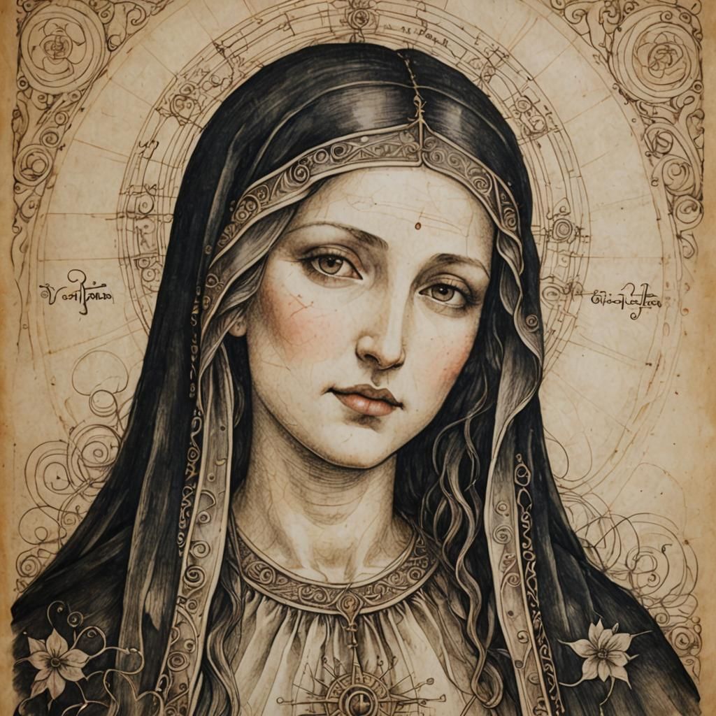 Virgin Mary Rosa Mystica in Renaissance Style