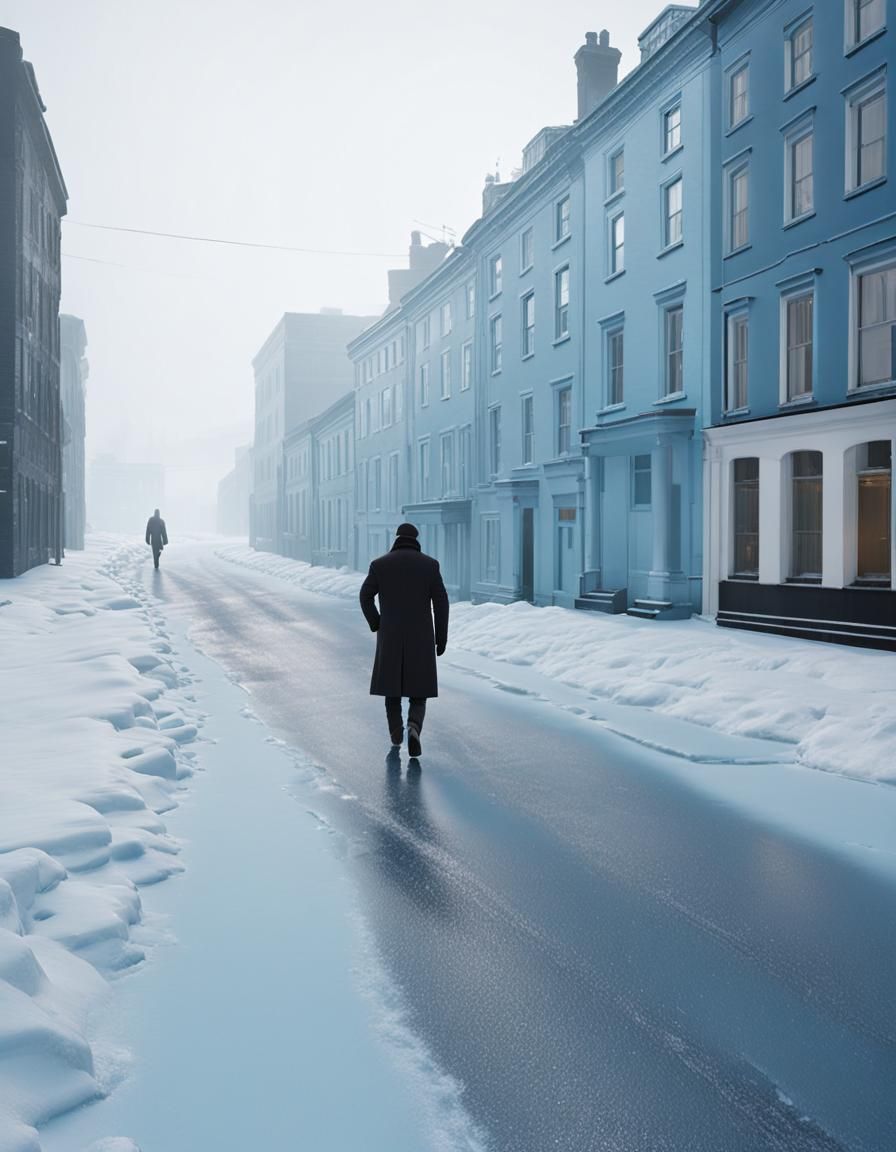 City Paralyzed by Snow and Ice: CGI Fine Art