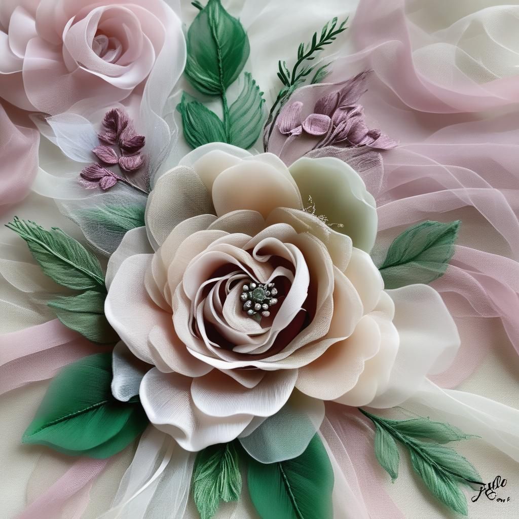Grateful Rose: Delicate Tulle Handwork in Blend Colors