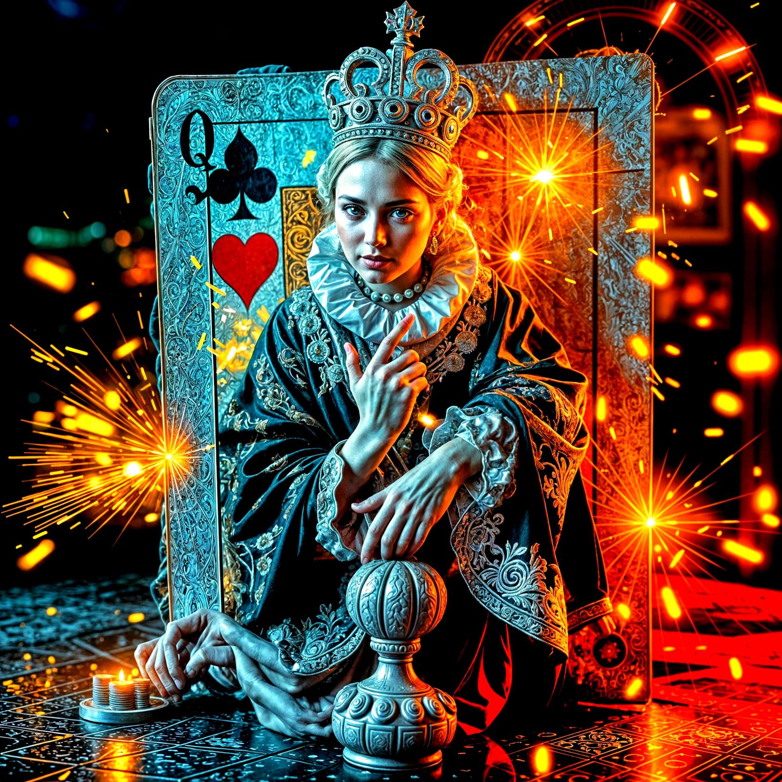 Queen of Clubs Emerges From Card Pack