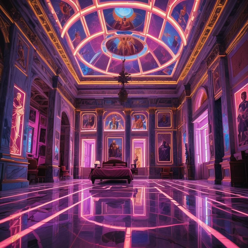 Synthwave Neon Vatican Awakening: Retro-Futuristic Concept A...