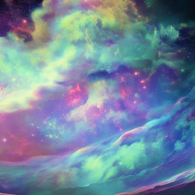 Cosmic Mountain Range: An Artistic Space Painting