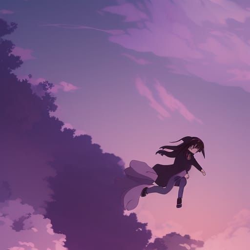 Anime Girl Falling: Ghibli-Inspired Key Visual
