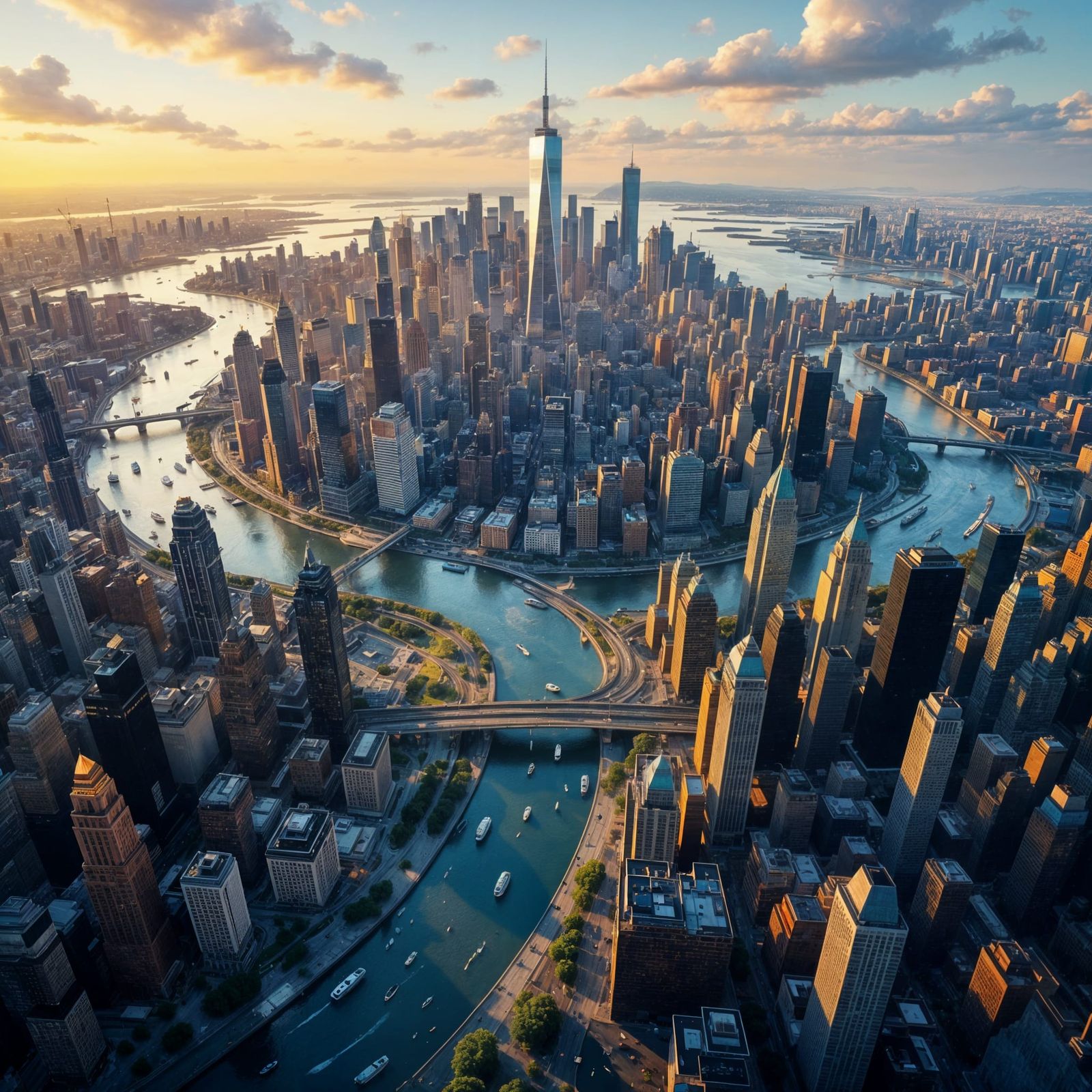 Bird's-Eye View of Sprawling Metropolis in 8K