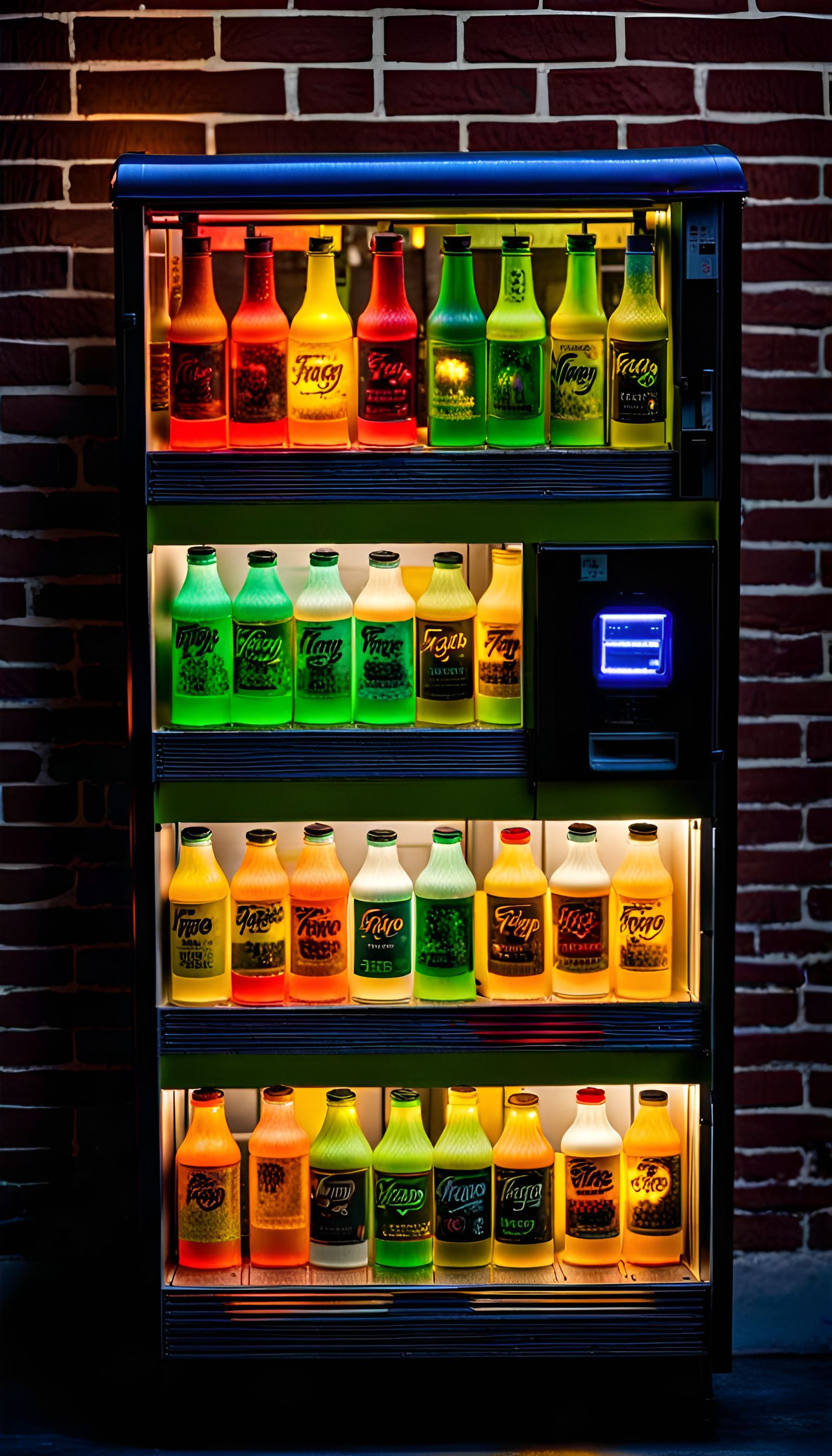 Bioluminescent Faygo Vending Machine in Urban Alley