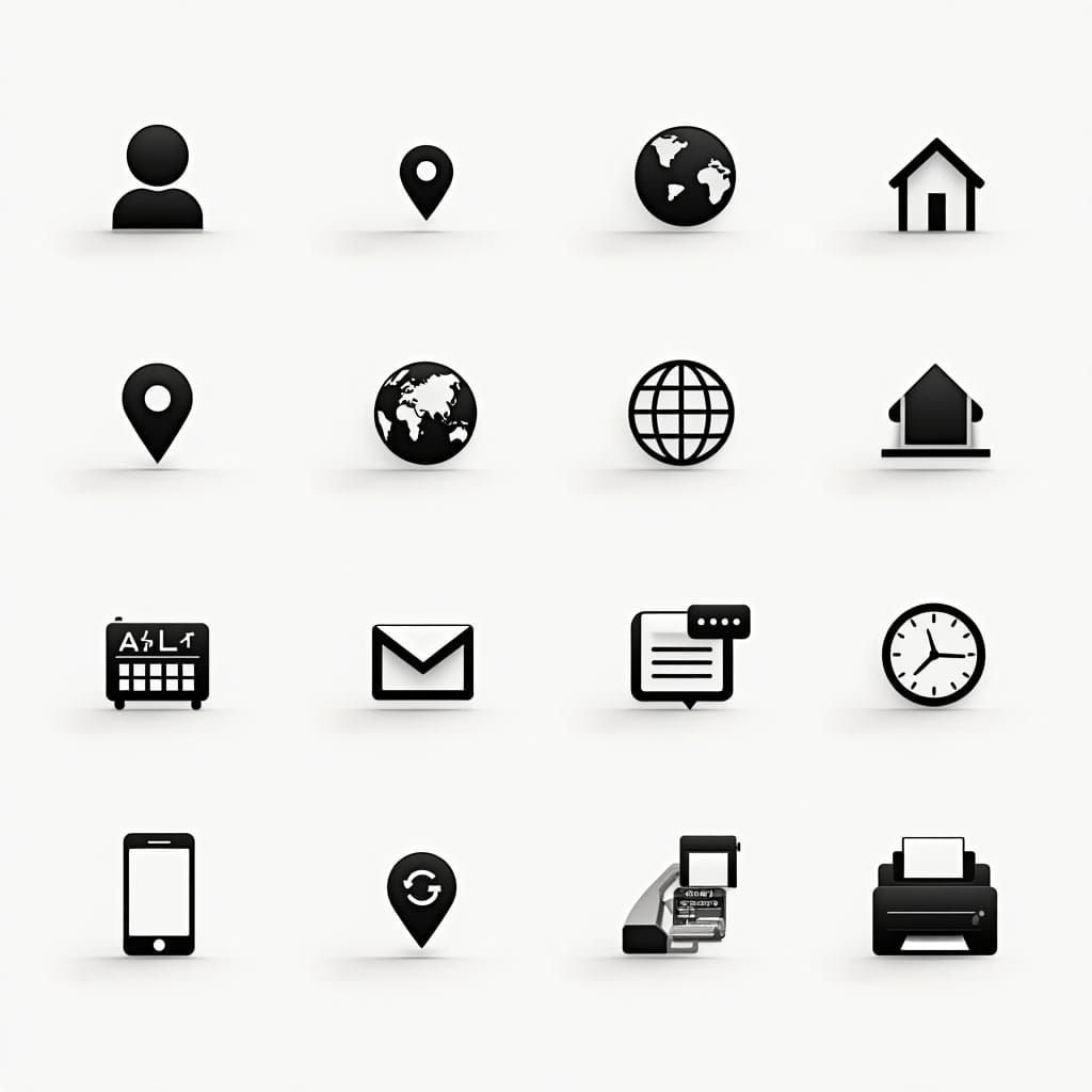 Modern Minimalist Icon Grid in Bauhaus Style