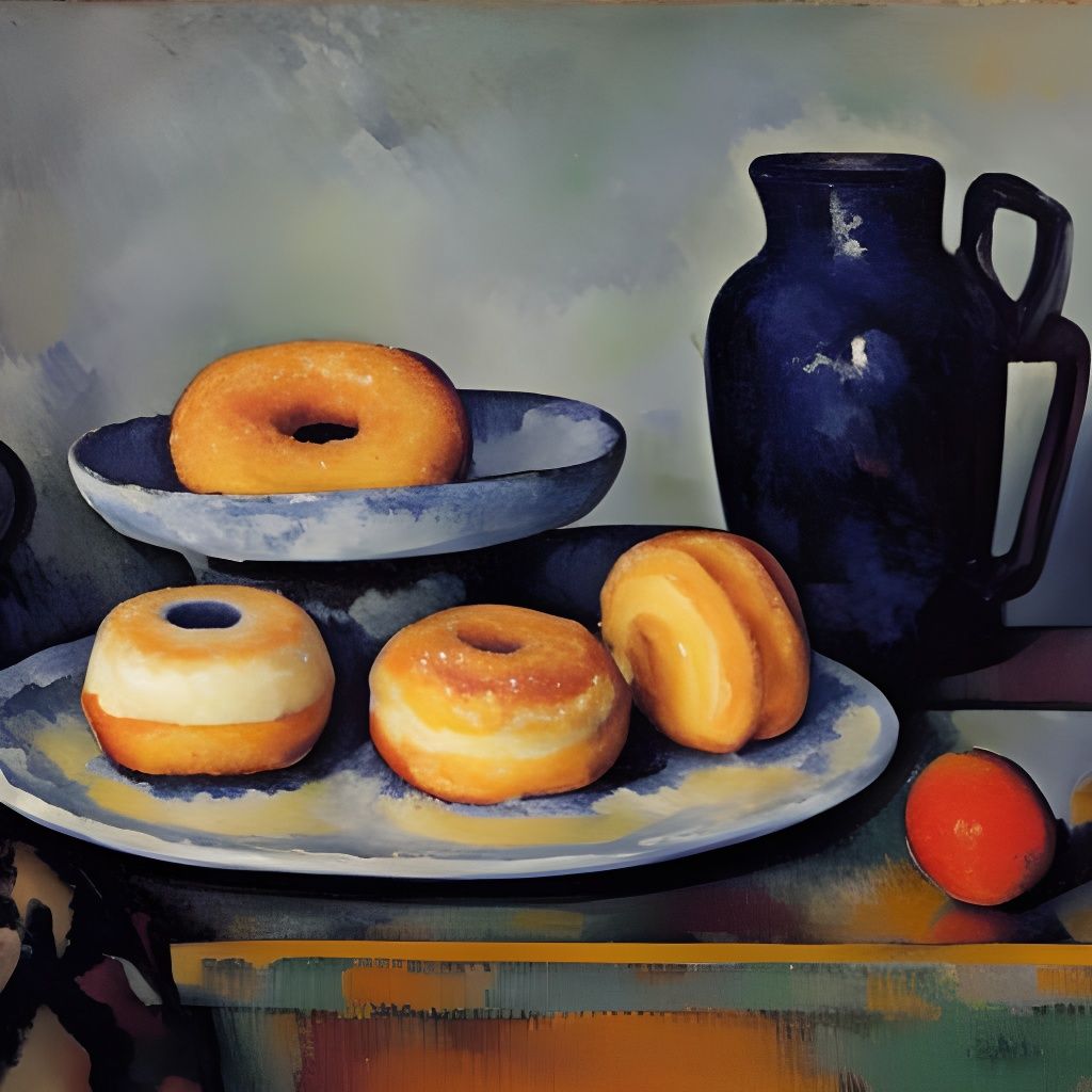 Donuts Still Life in Post-Impressionist Style