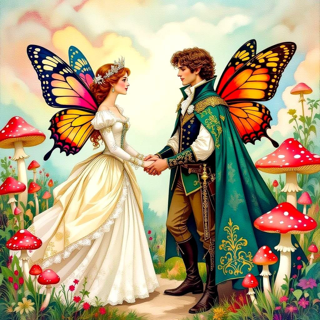 Whimsical Fairy Princess in Regency Style with Prince in Wat...