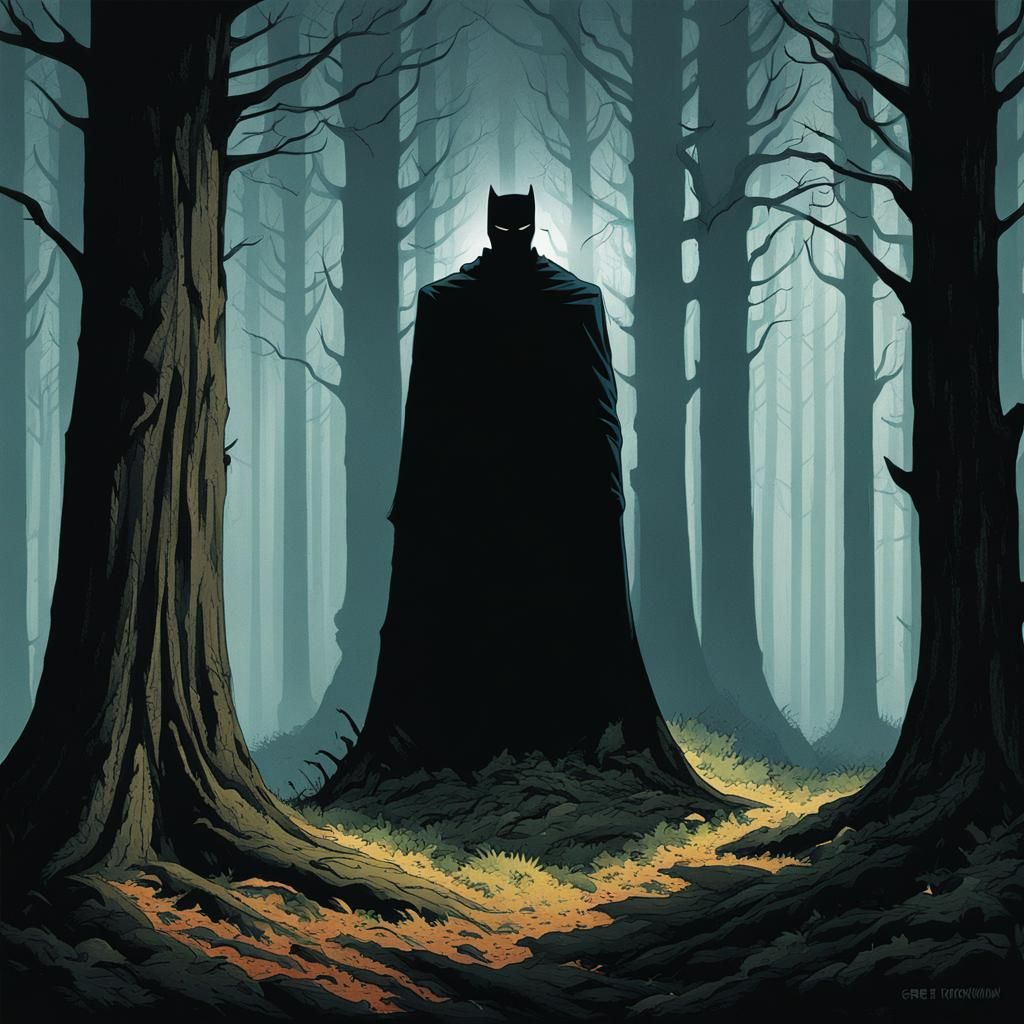Sinister Shadow Man Hiding in Forest