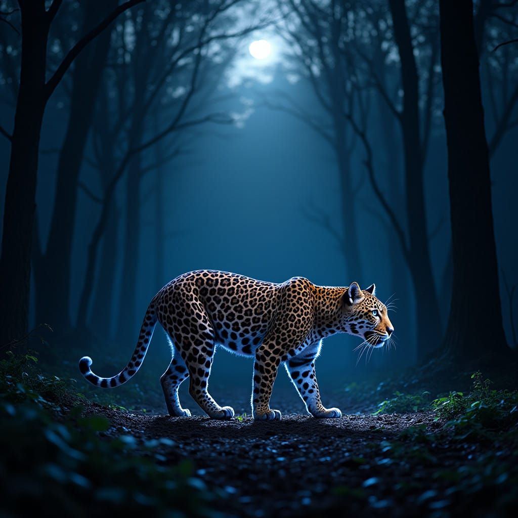 Moonlit Leopard in Regal Splendor