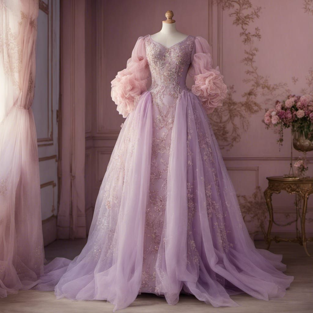 Rococo Princess Dress with Sparkling Lilac and Pink