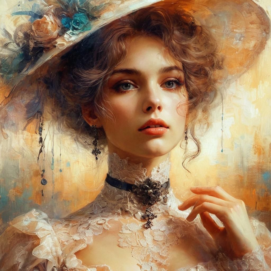 Romantic young lady - expressionism