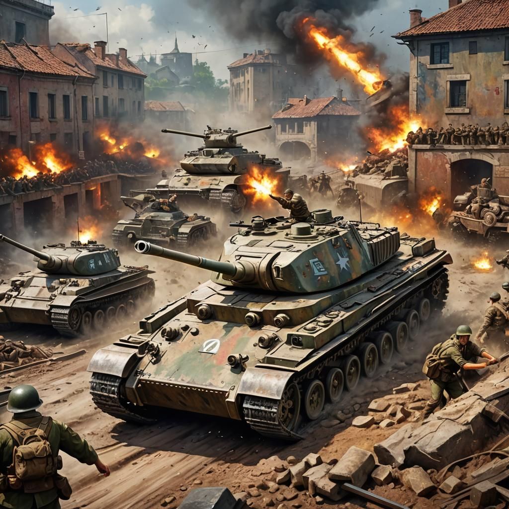World War 2 Tank Battle in Hyperrealism