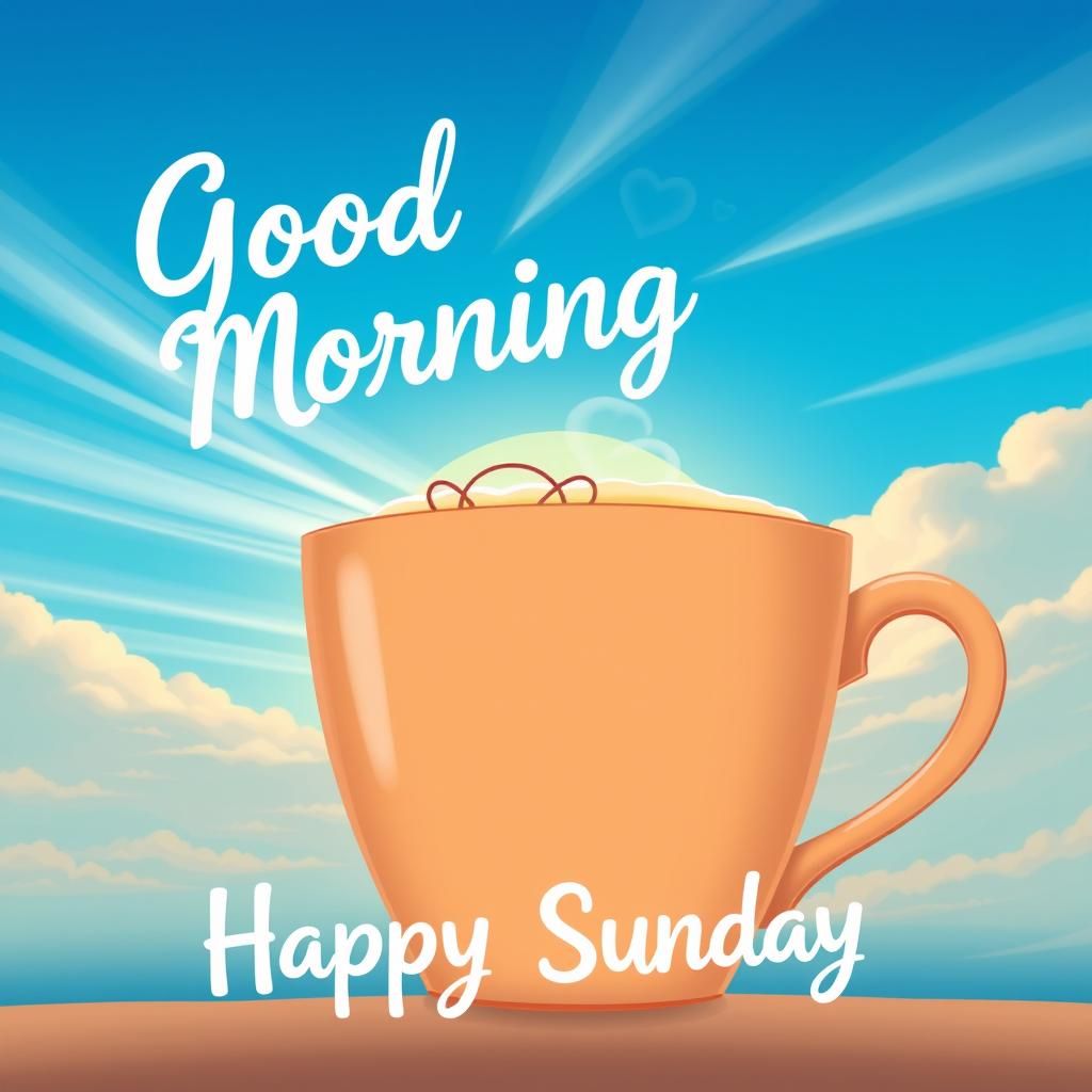 Coffee Cup Sunrise with Playful Typography