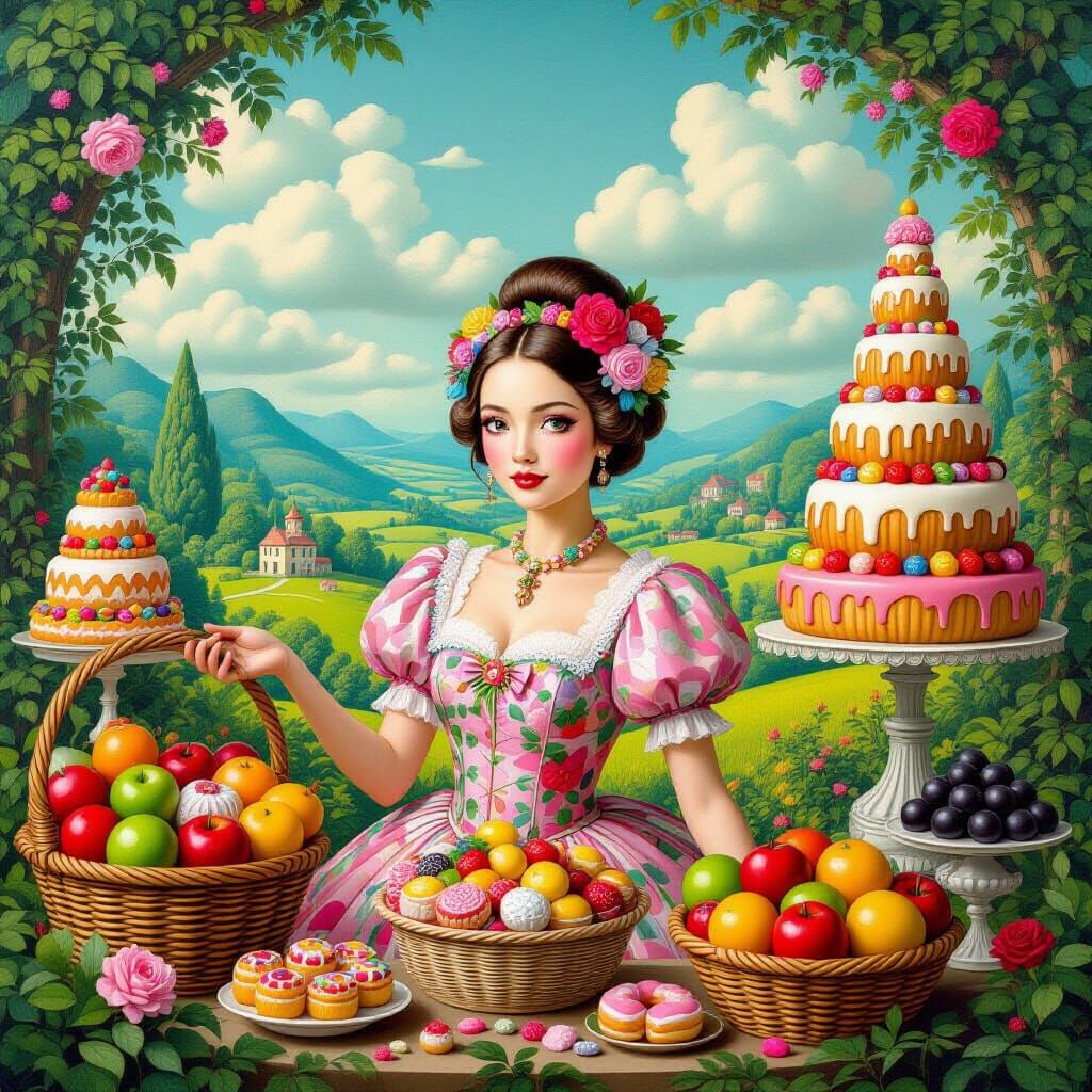 Lush Landscape with Woman, in Ryden Style