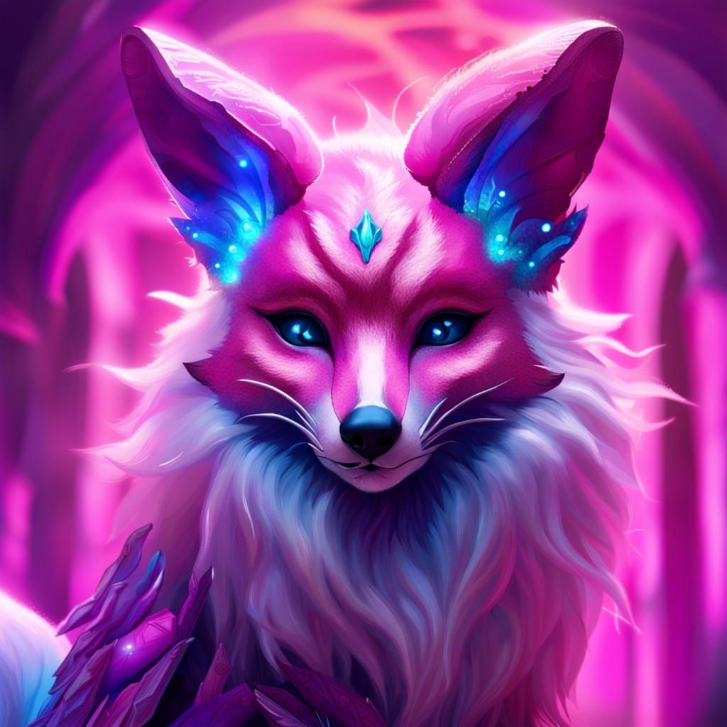 Cyberpunk Fox with Metal Mask and Fairy Wings