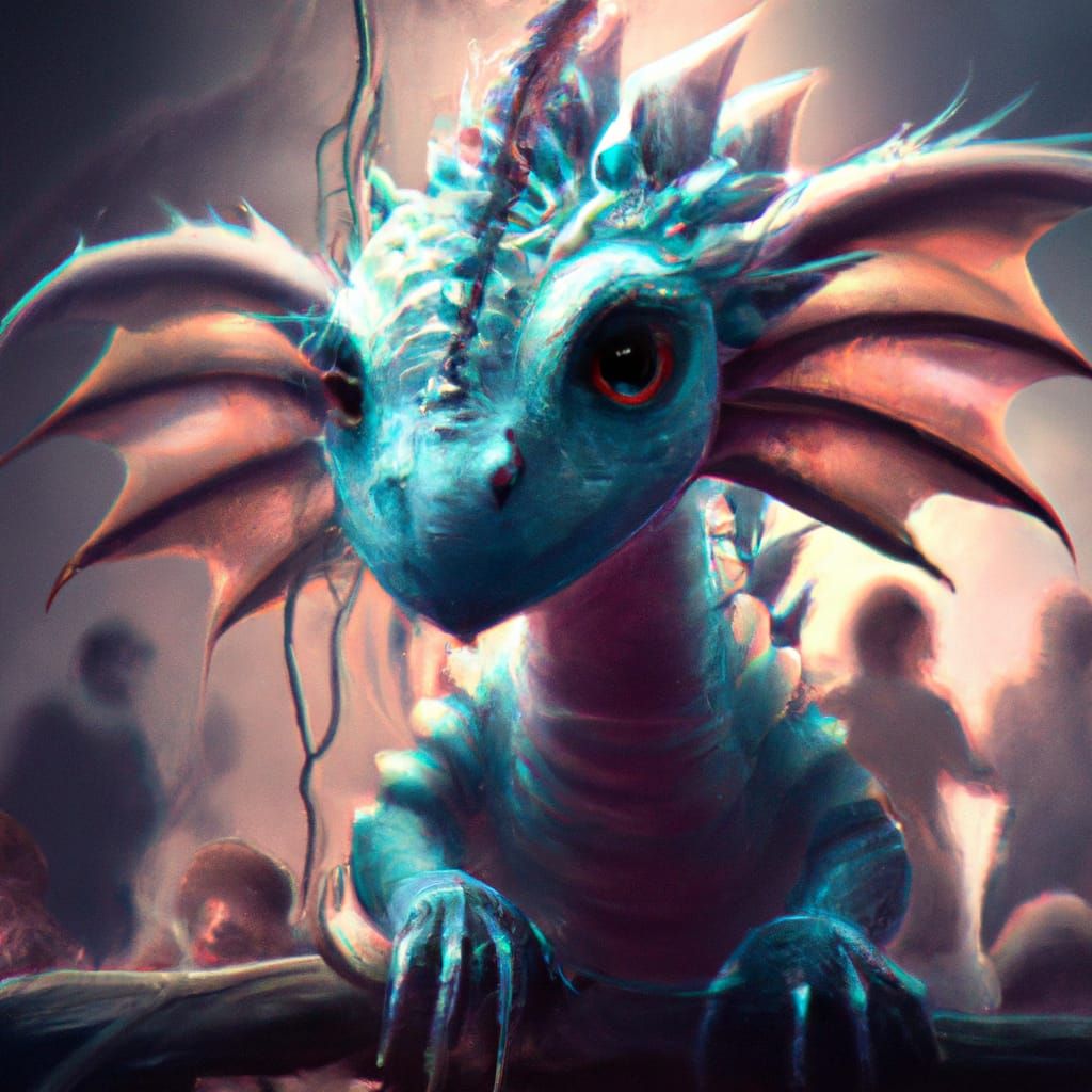 Detailed Baby Dragon in Epic Digital Painting