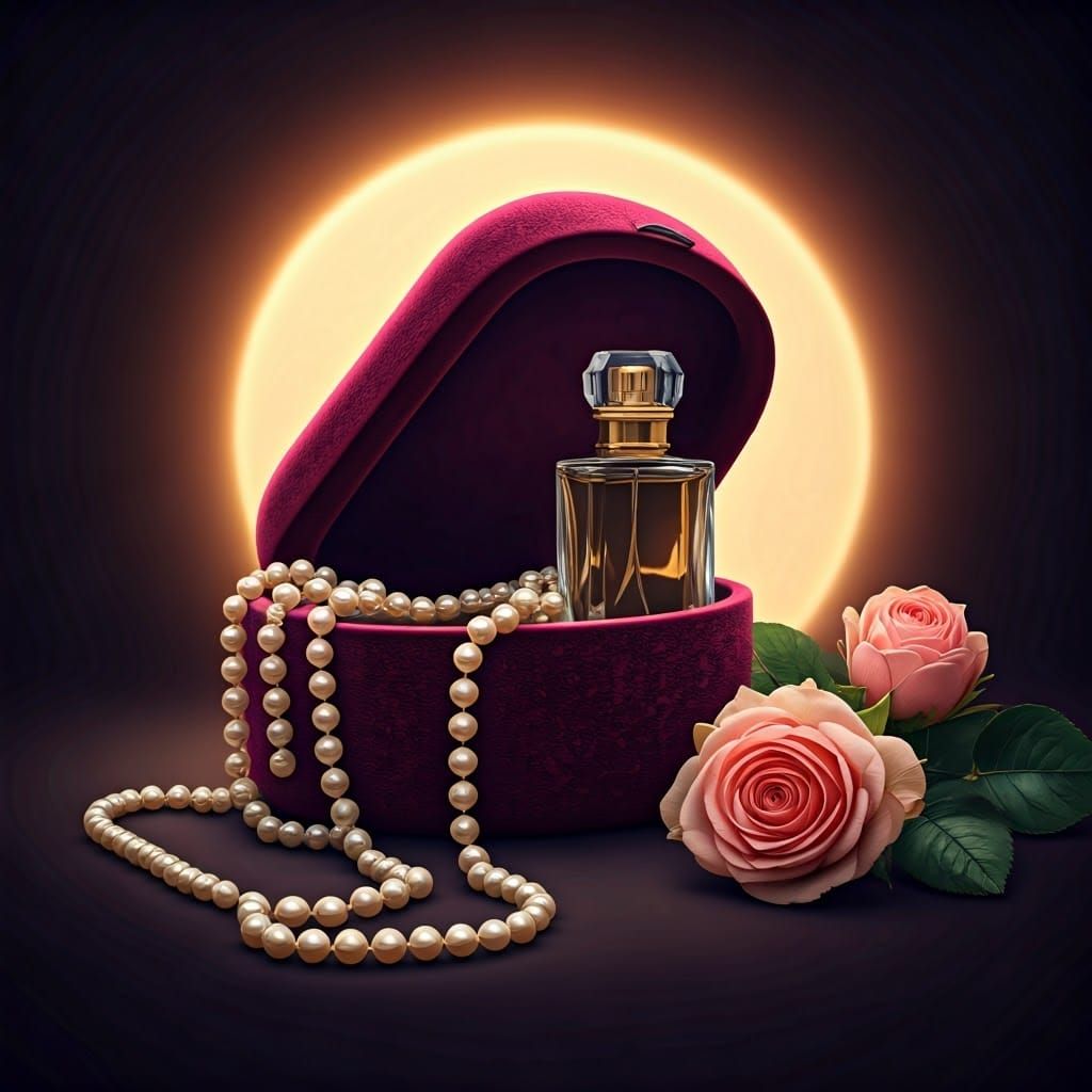 Luxurious Velvet Box Unveils Perfume and Roses in Photoreali...