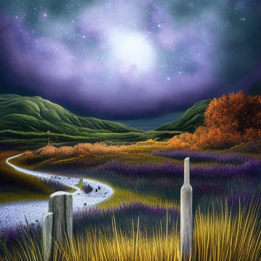 Moonlit Scottish Town of Moffat at Night