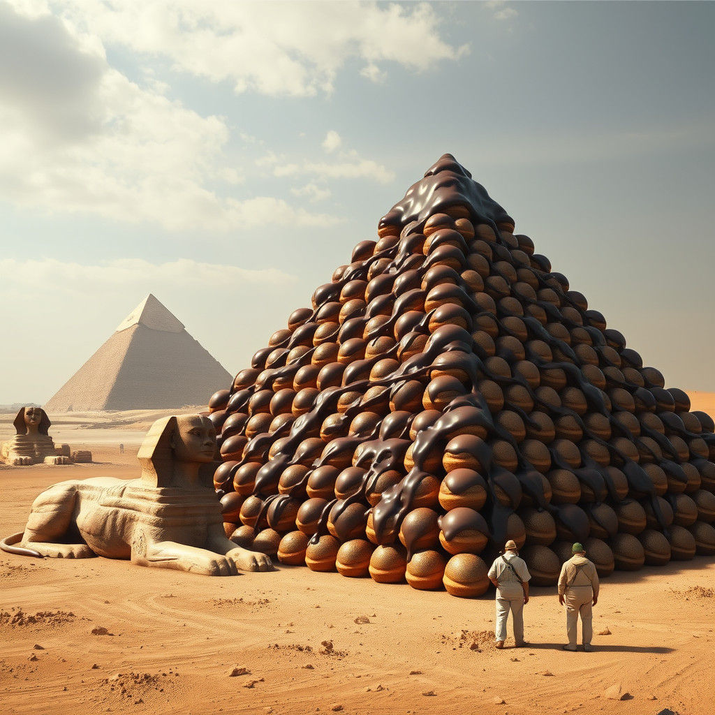 Hyperrealistic Profiterole Pyramid in the Desert