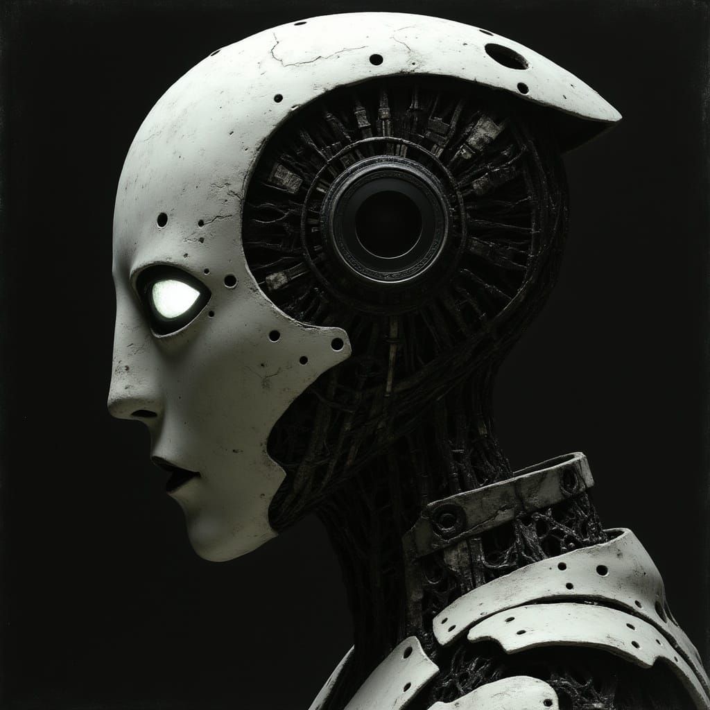 Spectral Robot Figure in Dramatic Chiaroscuro