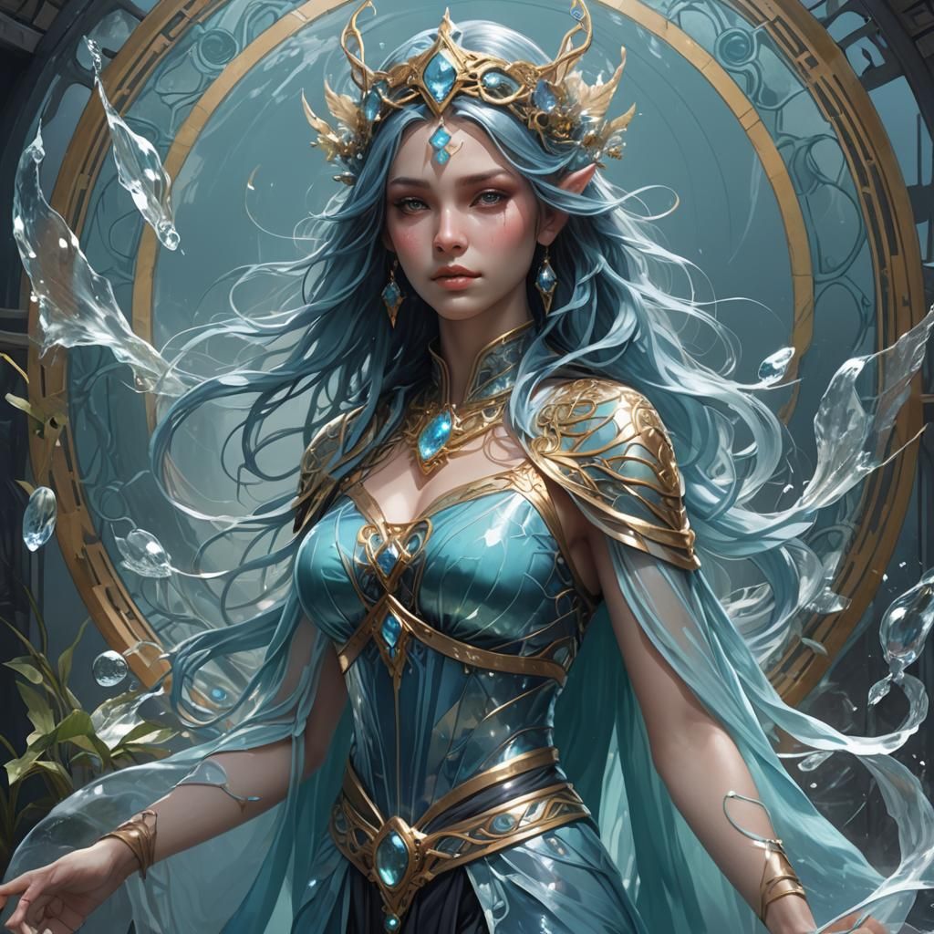 Mystical Water Nymph Priestess in Dark Fantasy Art