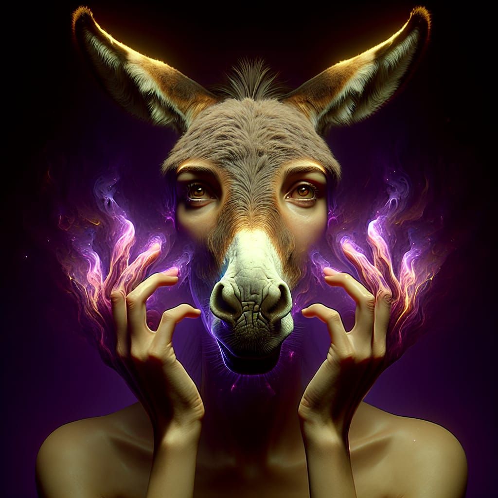 Female Figure's Startling Transformation into Donkey