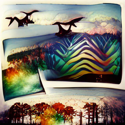 Autumn Mountain Landscape with Soft Brushstrokes