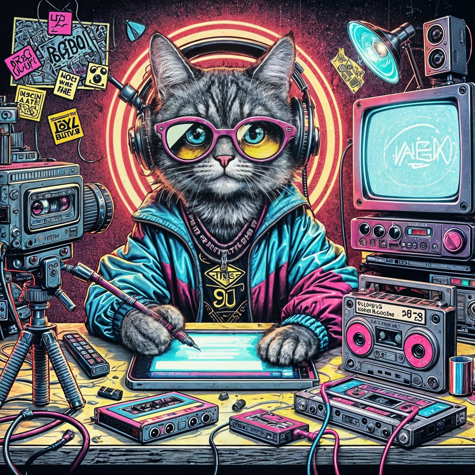 Gen Z Cat Influencer in 90s Throwback Style