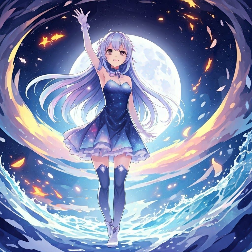 Mystical Warrior Girl Unleashes Cosmic Power