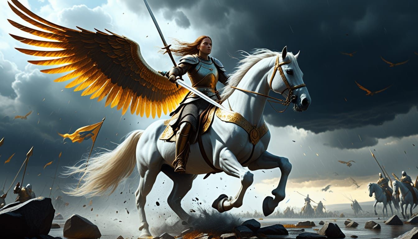 Joan of Arc Leading Valkyries into Battle Oil Painting