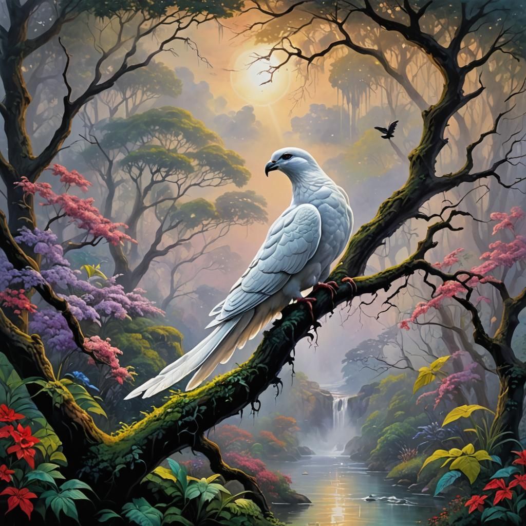 Dove and Panther in Impressionistic Style