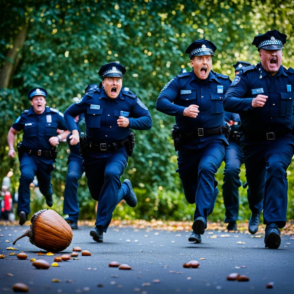 Giant Acorn Chases Terrified Policemen: Professional Photogr...