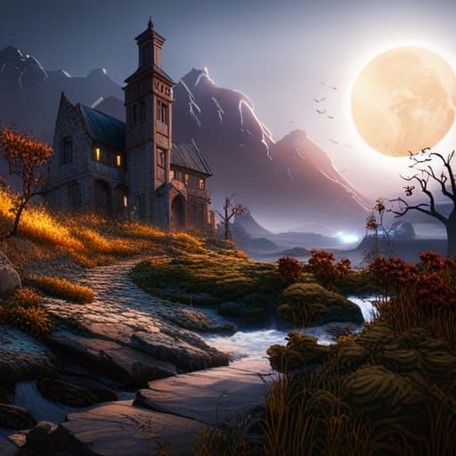 Fantastical Halloween Landscape in Deep Color