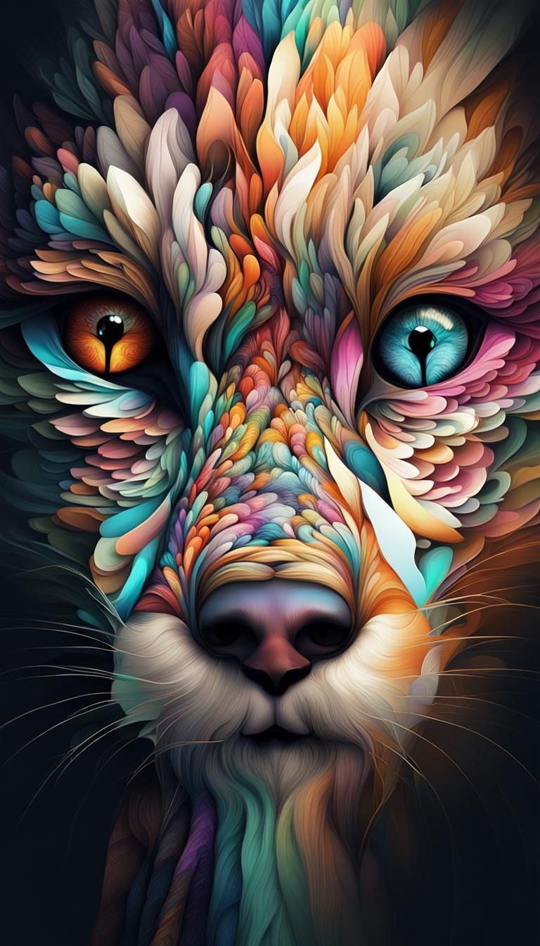 "half-human, half-animal face