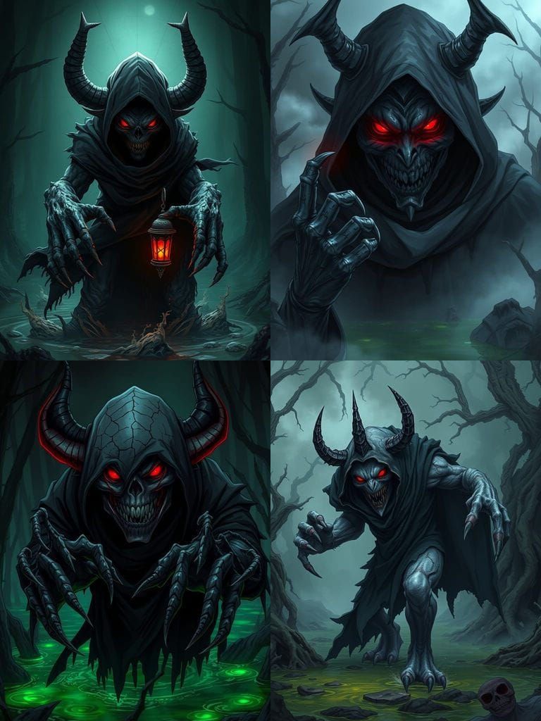 Cyberpunk Demon in a Dark Swampy Realm