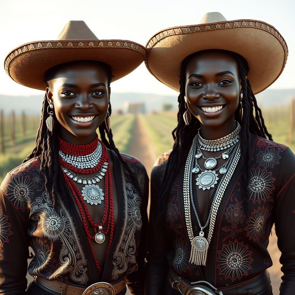 Stylish Women in Mixed Mexican Cowboy Streetwear
