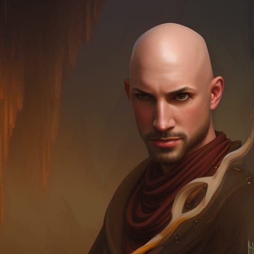 Monk Portrait: Detailed Fantasy Art in 8K Resolution