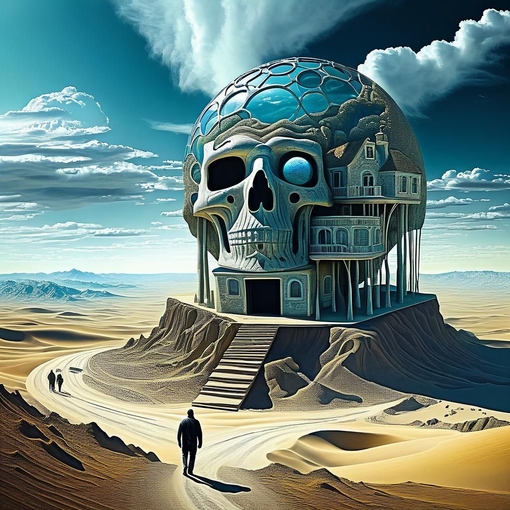 Surreal Nowhere Man in Fantasy Landscape