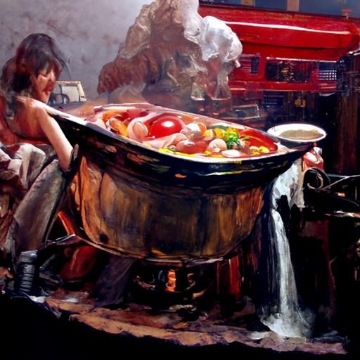 Hot Pot in Oil Painting Style