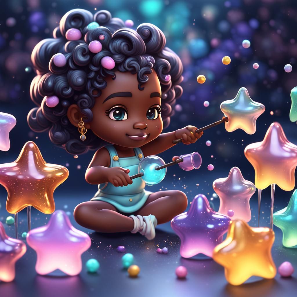 Chibi Glassblower Creating Shiny Glass Stars