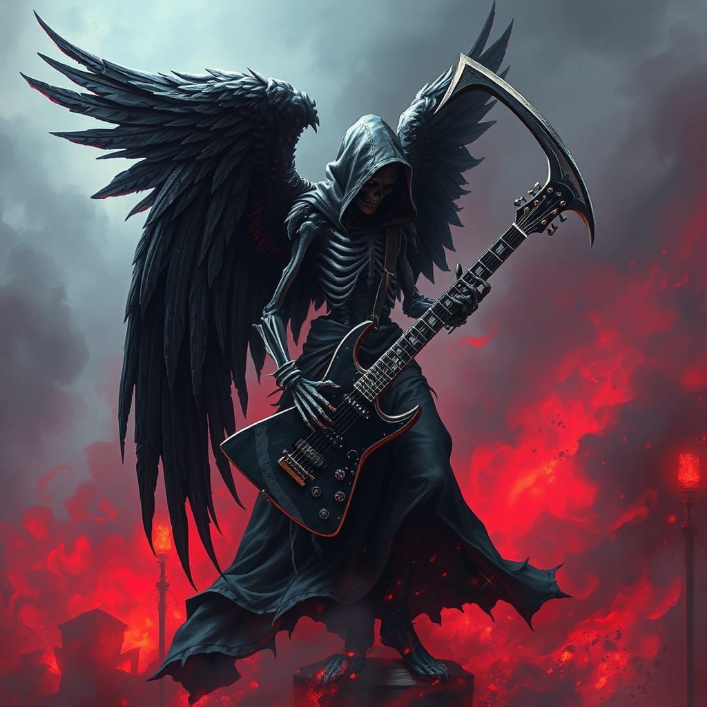 Rockstar Angel of Death in a Grim Reaper Style