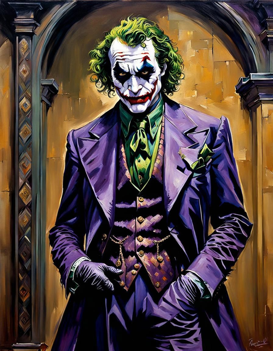 Joker in Renaissance Suit, Oil Painting