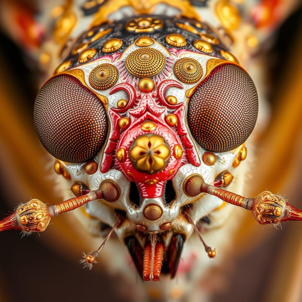 Detailed Macro Photograph of a Mosquito Face