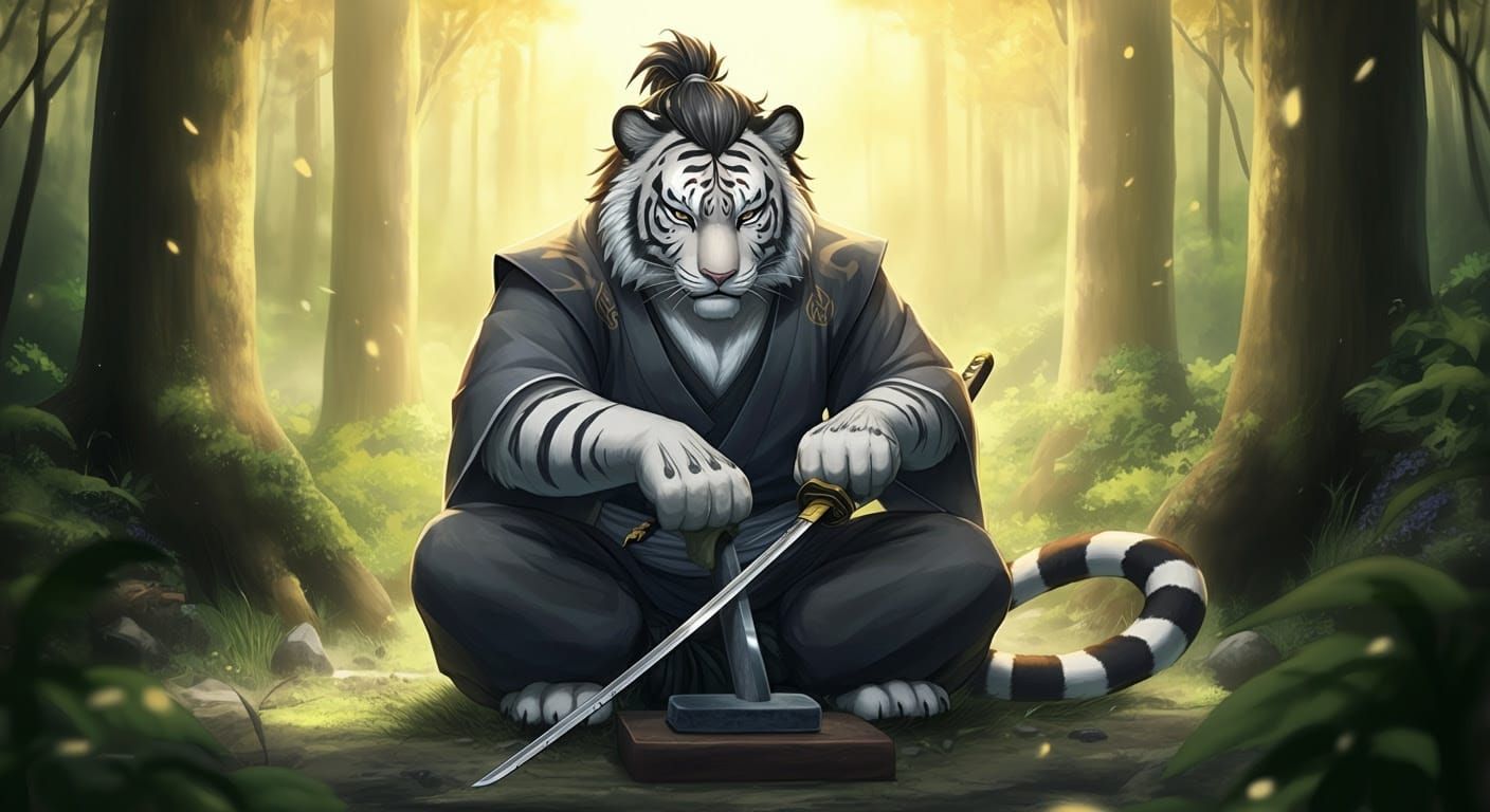 Ronin Tiger Keeps Ancient Sword Sharp in Anime-Inspired Fore...