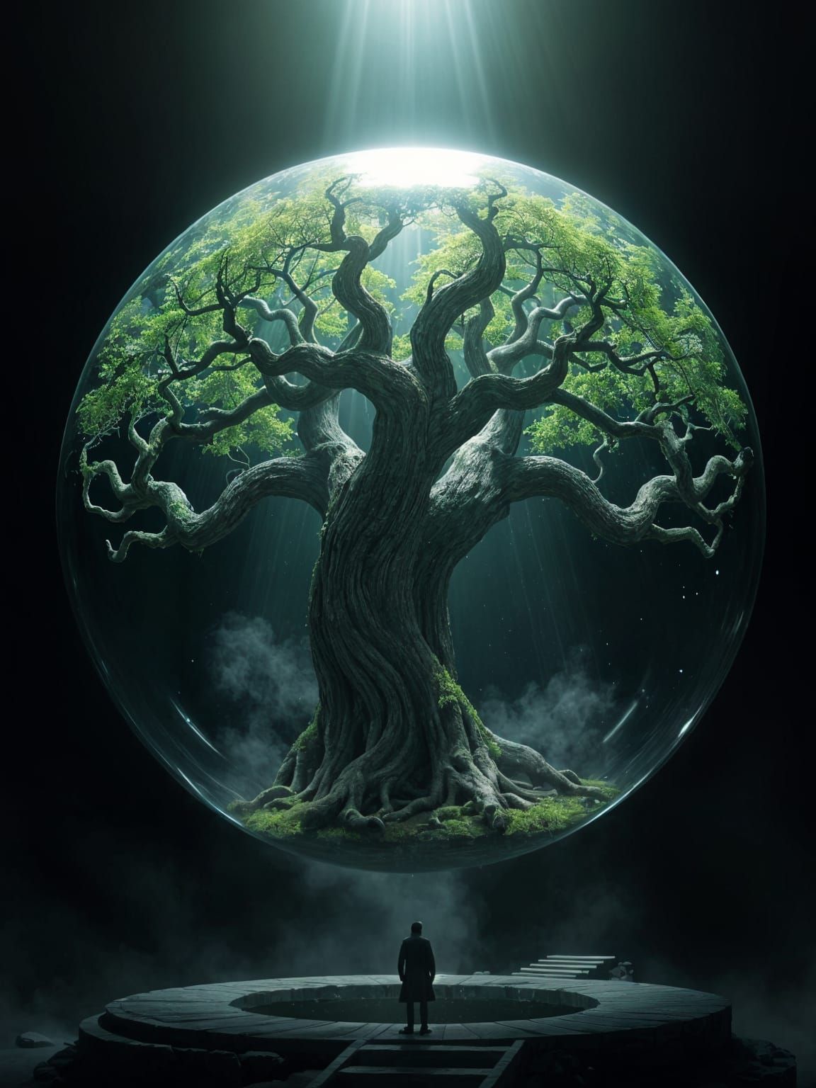 Yggdrasil Trapped in Glass Sphere: CGI VFX Fine Art