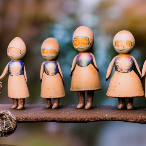 Tiny Mannequins Displaying Floral Ball Gowns