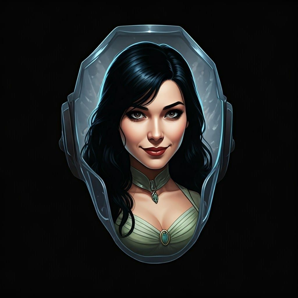 Doom's Mask Silhouette with Elegant Woman in Comic Book Art ...